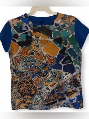 Laie Trencadís Mosaic Print Top XXL Barcelona Cotton Tee